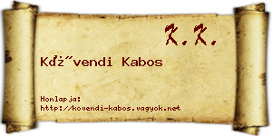 Kövendi Kabos névjegykártya